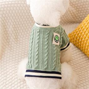 img 2 attached to Loyanyy Cable Knit Dog Sweater: Fleece Lined, Buttoned, Warm & Cozy Puppy Clothing for Winter