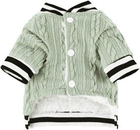 img 4 attached to Loyanyy Cable Knit Dog Sweater: Fleece Lined, Buttoned, Warm & Cozy Puppy Clothing for Winter