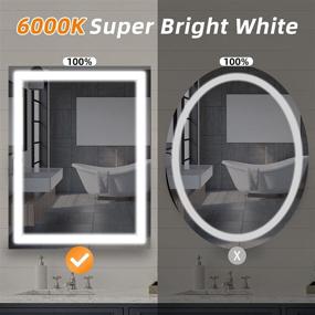 img 2 attached to 💡 Yeeopp 32x24 Inch LED Bathroom Mirror: Super Bright Vanity Mirrors with Anti-Fog, 6000K Lights