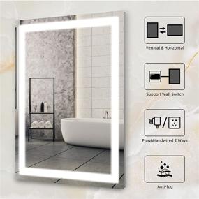 img 3 attached to 💡 Yeeopp 32x24 Inch LED Bathroom Mirror: Super Bright Vanity Mirrors with Anti-Fog, 6000K Lights