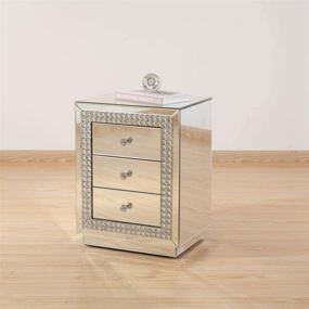 img 2 attached to 💎 Stunning Mirrored Nightstand with Crystal End Table: Luxurious Bedroom Accent Cabinet by Mireo Furniture