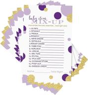 🔮 purple and gold word scramble game (25 pack) - fun unscramble activity cards for girls baby shower games, gender reveal party, mermaid & princess theme logo