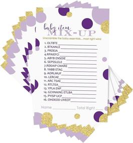 img 4 attached to 🔮 Purple and Gold Word Scramble Game (25 Pack) - Fun Unscramble Activity Cards for Girls Baby Shower Games, Gender Reveal Party, Mermaid & Princess Theme