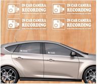 🎥 white camera audio video recording window cars stickers – 4 signs removable reusable indoor dashcam in use vehicles warning decals labels bumpers static cling accessories for rideshare taxi drivers logo