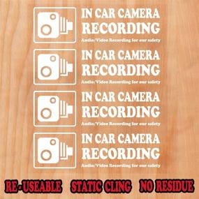 img 3 attached to 🎥 White Camera Audio Video Recording Window Cars Stickers – 4 Signs Removable Reusable Indoor Dashcam in Use Vehicles Warning Decals Labels Bumpers Static Cling Accessories for Rideshare Taxi Drivers