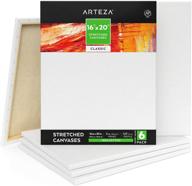 🎨 arteza 16x20 inch stretched canvas pack of 6, blank white canvases, 100% cotton, 8 oz gesso-primed, ideal for acrylic pouring and oil painting, art supplies logo