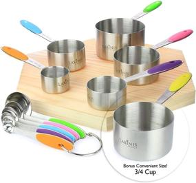 img 1 attached to 🔧 Upgrade Your Kitchen with the New Version! Laxinis World 11 Piece Measuring Cups and Spoons Set - Sturdy Stainless Steel, Stackable 6 Cups and 5 Spoons with Soft Silicone Handles for Dry and Liquid Ingredients