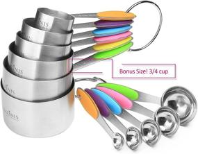 img 3 attached to 🔧 Upgrade Your Kitchen with the New Version! Laxinis World 11 Piece Measuring Cups and Spoons Set - Sturdy Stainless Steel, Stackable 6 Cups and 5 Spoons with Soft Silicone Handles for Dry and Liquid Ingredients