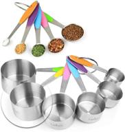 🔧 upgrade your kitchen with the new version! laxinis world 11 piece measuring cups and spoons set - sturdy stainless steel, stackable 6 cups and 5 spoons with soft silicone handles for dry and liquid ingredients logo