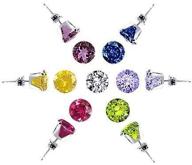 🔒 set of 7 silverline jewelry stainless steel 4mm round cz stud earrings in multi colors for seo-optimized results logo