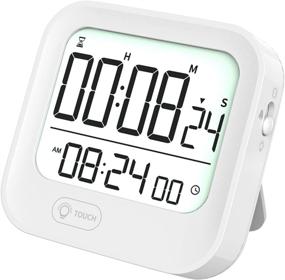 img 4 attached to Kitchen Timer and Alarm Clock with Pomodoro Interval Feature, Magnetic Tomato Countdown Stopwatch, Multiple Modes: Vibration, Flashing, and Loud, 12H/24H Seconds, White Backlight, 3 Alarm Groups