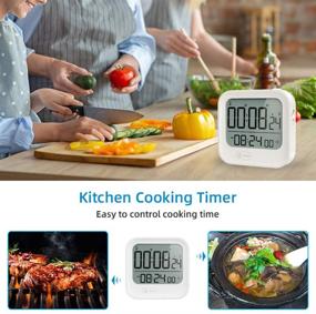 img 1 attached to Kitchen Timer and Alarm Clock with Pomodoro Interval Feature, Magnetic Tomato Countdown Stopwatch, Multiple Modes: Vibration, Flashing, and Loud, 12H/24H Seconds, White Backlight, 3 Alarm Groups