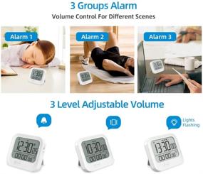 img 2 attached to Kitchen Timer and Alarm Clock with Pomodoro Interval Feature, Magnetic Tomato Countdown Stopwatch, Multiple Modes: Vibration, Flashing, and Loud, 12H/24H Seconds, White Backlight, 3 Alarm Groups