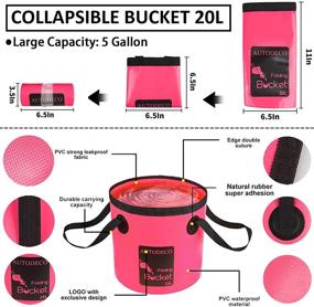 img 2 attached to Complete Car Detailing Set: AUTODECO 24Pcs Car Cleaning Kit with Long Handle Window Scraper, 5Gallon Pink Collapsible Bucket, Larger Towels, Wash Mitt & Durable Canvas Bag for Effective Car Wash