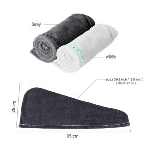 img 2 attached to 2 Pack Quick-Drying Hair Towels Set - White & Gray Microfiber Hair Wraps for Women