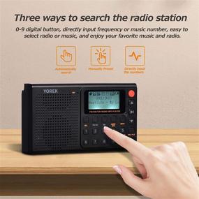 img 1 attached to 📻 Yorek Portable Shortwave AM FM Radio with Preset Function, Rechargeable Digital Radio Supporting Recording, MP3 Playback with Lyric Display and Earphone – Black