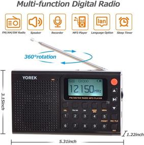 img 3 attached to 📻 Yorek Portable Shortwave AM FM Radio with Preset Function, Rechargeable Digital Radio Supporting Recording, MP3 Playback with Lyric Display and Earphone – Black