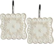 🚿 white ruffles shower curtain hooks - creative bath products collection, 12 pack, 12 count logo