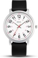 👩 nursing watches for female nurses - waterproof medical watch with second hand - 24 hour analog quartz wristwatch for women - black silicone strap by mdc logo