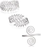 🌿 finrezio 3-piece upper arm bracelet cuff set - victorian filigree swirl, gypsy boho gold plated bangle bracelet, open armlet, leaf armband jewelry logo