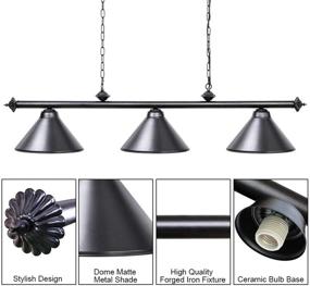 img 2 attached to 🏮 Vintage Retro Kitchen Island Pendant Light with Matte Black Shade for Pool Table or Modern Industrial Chandelier by Wellmet (3 Lights)
