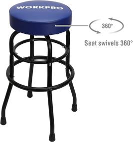 img 3 attached to WORKPRO Heavy-Duty Garage Shop Stool with Chrome Plated Legs & Footrest - Comfortable Seat Cushion - 1 Pack (W112003)