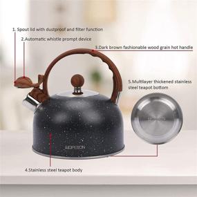 img 1 attached to 🔥 Premium Stovetop Whistling Tea Kettle, 2.8 Quart Teapot with Wooden Anti-Heat Handle, Loud Whistle, and 2 Tea Leakers