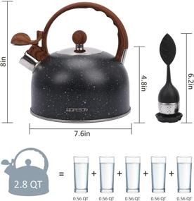img 3 attached to 🔥 Premium Stovetop Whistling Tea Kettle, 2.8 Quart Teapot with Wooden Anti-Heat Handle, Loud Whistle, and 2 Tea Leakers