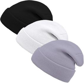 img 4 attached to 🧢 Cooraby Winter Stretchy Knitted Beanies - Boys' Accessory Hats