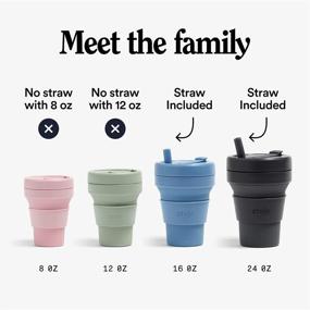 img 2 attached to 🌍 Stojo Collapsible Travel Cup With Straw - Carbon, 16oz / 470ml - Reusable Silicone Bottle for Hot and Cold Drinks - Portable Pocket Size - Ideal for Camping and Hiking - Microwave & Dishwasher Safe