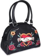 👜 liquorbrand faux leather bowler purse: dark goth retro tattoo print ladies bag logo
