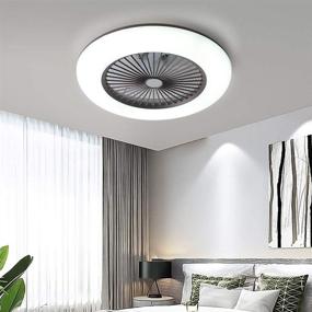 img 3 attached to 🔦 Modern Ceiling Light and Fan with Remote Control by KWOKING Lighting - 22 Inch, Invisible Acrylic, Dimmable Lighting, Adjustable Speed - Perfect for Kids Bedrooms, Workout Room - Black