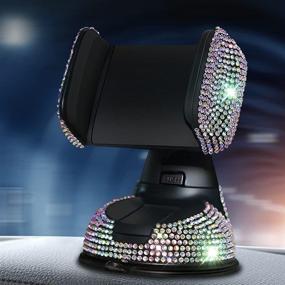 img 2 attached to 📱 Bling Car Phone Holder: LYCARESUN 360°Adjustable Crystal Auto Universal Phone Mount for Windshield, Dashboard, and Air Vent – Stylish & Cute Bling Car Accessories for Women and Girls (Colourful)