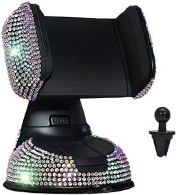 img 4 attached to 📱 Bling Car Phone Holder: LYCARESUN 360°Adjustable Crystal Auto Universal Phone Mount for Windshield, Dashboard, and Air Vent – Stylish & Cute Bling Car Accessories for Women and Girls (Colourful)