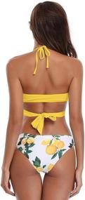 img 3 attached to 👙 SHEKINI Womens Bandage Bikini: Push Up Halter Two Piece Swimsuit with Floral Print & Stylish Swim Bottoms