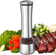 🧂 enhance your dining experience with the stainless steel electric salt and pepper grinder featuring led light logo