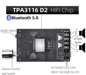 img 3 attached to 🔊 Компактная Bluetooth плата усилителя UWAYKEY: чип TPA3116D2, класс D модуль усилителя для беспроводной DIY акустической системы