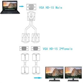 img 3 attached to 🔌 SAYTAY VGA кабель-распределитель для монитора: VGA 1 мужской разъем на два женских VGA адаптера-конвертера для дублирования экрана - 1 фут (Синий)