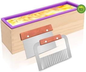 img 4 attached to 🧼 Flexible Silicone Soap Mold with Wood Box & Stainless Steel Scraper - Ideal for Making Rectangular Loaf Soaps