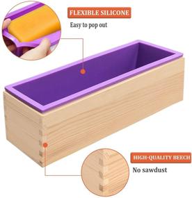 img 3 attached to 🧼 Flexible Silicone Soap Mold with Wood Box & Stainless Steel Scraper - Ideal for Making Rectangular Loaf Soaps