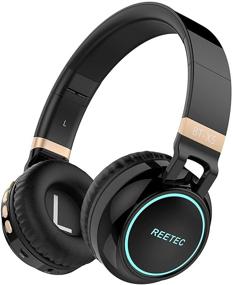 img 4 attached to 🎧 Беспроводные наушники Reetec X5 Bluetooth Over Ear Hi-Fi Stereo с светодиодным подсветкой, складной гарнитур, поддержка Micro SD/TF карт для iPhone, iPad, смартфонов, ноутбуков, ПК, ТВ - черные