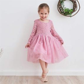 img 2 attached to 👗 Longsleeve Wine Tulle Princess Flower Girls' Dresses Clothing Line