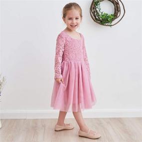 img 1 attached to 👗 Longsleeve Wine Tulle Princess Flower Girls' Dresses Clothing Line