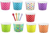 🍦 black cat avenue paper ice cream cups with spoons combo, polka dot, mix - 50 pack (12 ounce) | perfect for desserts and parties! logo