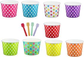 img 2 attached to 🍦 Black Cat Avenue Paper Ice Cream Cups with Spoons Combo, Polka Dot, Mix - 50 Pack (12 Ounce) | Perfect for Desserts and Parties!