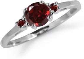 img 3 attached to Petite Natural Garnet Sterling Silver Promise Ring – Silvershake White Gold Plated 925