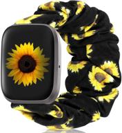 🌻 резиновые браслеты scrunchie совместимы с versa 2 для женщин, эластичные заменяемые браслеты для fitbit versa series (модель c sunflower s) логотип