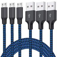 🔌 6ft micro usb cable, 3pack - blue, long nylon braided android charger cord for fast sync and charging - compatible with samsung galaxy s6 s7 edge, android & windows smartphones and more logo