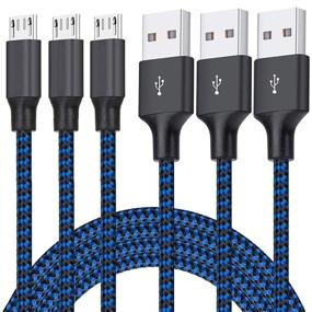 img 4 attached to 🔌 6FT Micro USB Cable, 3Pack - Blue, Long Nylon Braided Android Charger Cord for Fast Sync and Charging - Compatible with Samsung Galaxy S6 S7 Edge, Android & Windows Smartphones and More