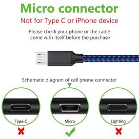 img 3 attached to 🔌 6FT Micro USB Cable, 3Pack - Blue, Long Nylon Braided Android Charger Cord for Fast Sync and Charging - Compatible with Samsung Galaxy S6 S7 Edge, Android & Windows Smartphones and More